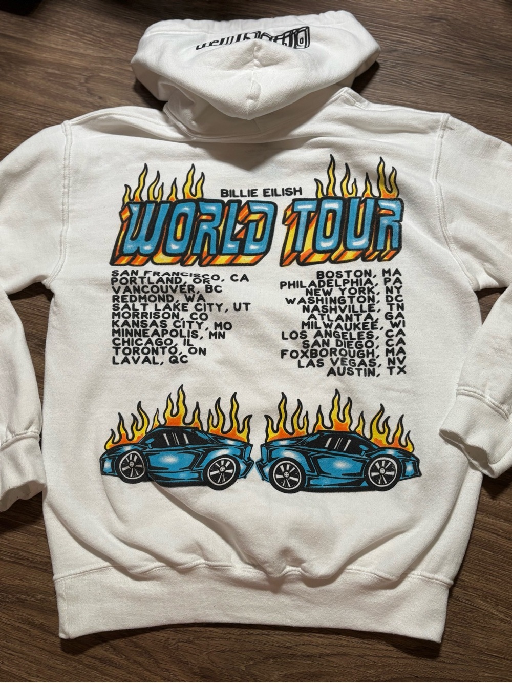BILLIE EILISH World Tour White Hoodie Sweatshirt Official 2019 Size S unisex